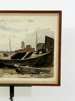 Early 20th Century Watercolour of a Boat at High Tide