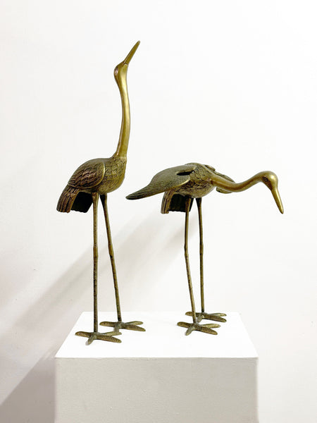 Tall Pair of 1970's Brass Cranes