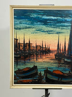 Signed Oil Harbour Painting