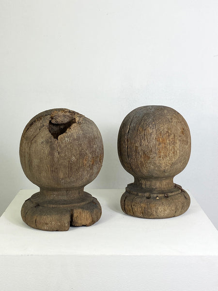 Large Antique Wooden Ball Finials