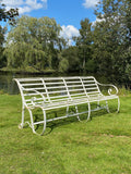 White Antique Strapwork Garden Bench