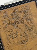 19th Century Griffin Crest / Shield Picture