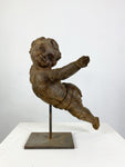 Wooden Cherub on Metal Stand