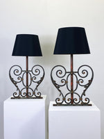 Pair of Vintage Decorative Scroll Lamps