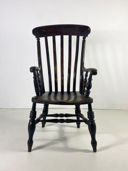 Black Grandfather Chair / Windsor Carver
