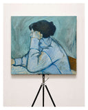 Large Mid-Century Modern Expressionist Female Portrait Oil Painting c.1960s