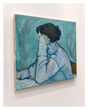 Large Mid-Century Modern Expressionist Female Portrait Oil Painting c.1960s