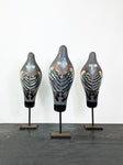 Vintage Metal Decoy Pigeons on Display Stands
