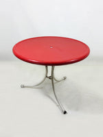 Red and White Vintage Round Metal Garden Table