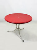 Red and White Vintage Round Metal Garden Table
