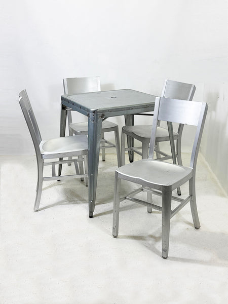 Metal Garden Table & Brushed Aluminium Chairs