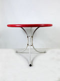 Red and White Vintage Round Metal Garden Table