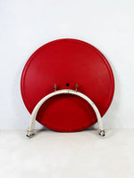 Red and White Vintage Round Metal Garden Table