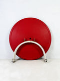 Red and White Vintage Round Metal Garden Table