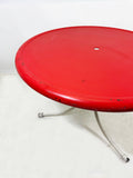 Red and White Vintage Round Metal Garden Table