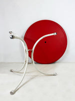 Red and White Vintage Round Metal Garden Table