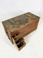 Antique Rustic Wooden Trunk with Drawers