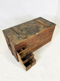 Antique Rustic Wooden Trunk with Drawers