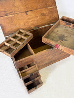 Antique Rustic Wooden Trunk with Drawers