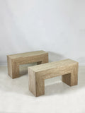 Italian 1970's Vintage Travertine Benches / Side Tables