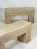 Italian 1970's Vintage Travertine Benches / Side Tables