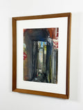 Mid Century Vintage Abstract Pastel City Street Painting