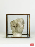 Vintage Plaster Hand Fist in Mirror Display Box