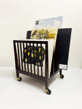 Vintage Mahogany Art Gallery Folio Display Rack Artist Portfolio Storage Trolley on Brass Casters