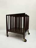 Vintage Mahogany Art Gallery Folio Display Rack Artist Portfolio Storage Trolley on Brass Casters