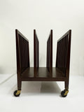 Vintage Mahogany Art Gallery Folio Display Rack Artist Portfolio Storage Trolley on Brass Casters