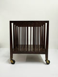 Vintage Mahogany Art Gallery Folio Display Rack Artist Portfolio Storage Trolley on Brass Casters