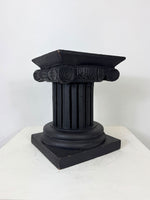Vintage Black Wooden Display Stand – Table-Top Ionic Column Pedestal
