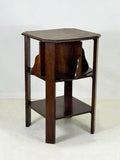 1920's Oak Hexagonal Side Table with Rotating Bookshelf
