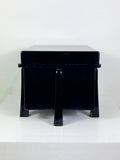 Vintage Japanese Black Lacquered Storage Chest on Legs and with Gold Crest