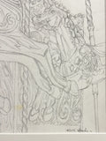Mid-Century Pair of Signed Keith Banks Fairground Carousel Pencil Drawings