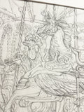 Mid-Century Pair of Signed Keith Banks Fairground Carousel Pencil Drawings