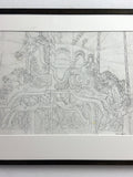 Mid-Century Pair of Signed Keith Banks Fairground Carousel Pencil Drawings
