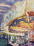 Large Keith Banks Original Fairground Waltzer Watercolour Painting