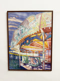 Large Keith Banks Original Fairground Waltzer Watercolour Painting