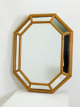 Mid Century Vintage Octagonal Bamboo Mirror