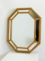 Mid Century Vintage Octagonal Bamboo Mirror