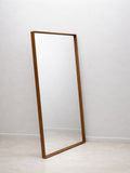 Large Mid Century Solid Oak Wedged Mirror