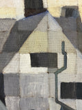 Mid-Century Scandinavian Cubist Townscape Oil Painting, Swedish School, Circa 1960s