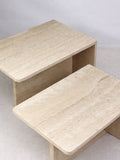 1970's Italian Travertine Tables, Coffee Table or Pair of Side Tables