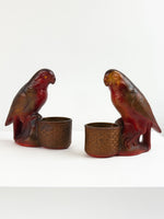 Vintage Chalkware Carnival Prizes – 1930s Parrot & Swan Figurines