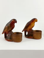 Vintage Chalkware Carnival Prizes – 1930s Parrot & Swan Figurines