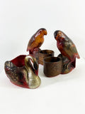 Vintage Chalkware Carnival Prizes – 1930s Parrot & Swan Figurines