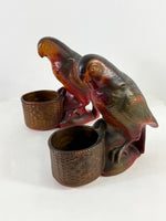 Vintage Chalkware Carnival Prizes – 1930s Parrot & Swan Figurines