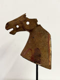 Antique Victorian Iron Horse Head Sculpture c.1900s