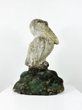 Vintage Weathered Flaking Paint Pelican Garden Statue